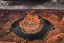 An afternoon shower I captured above Horseshoe Bend Page AZ from late last September  IG ralphwellman
