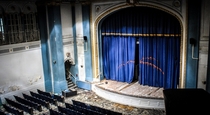 An auditorium in an abandoned school in New Jersey