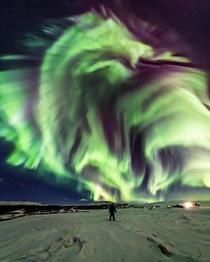 An aurora resembling a large green dragon lit up the night skies over Iceland in early  Image credit Jingyi Zhang amp Wang Zheng
