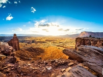 An incredible sunset view after hiking to Chimney Rock in Capitol Reef National Park Utah 