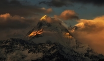 Annapurna South m at sunset Nepal OC x