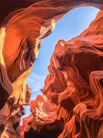 Antelope Canyon on a sunny day in late May 