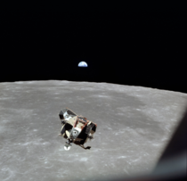 Apollo  lunar module the moon and Earth