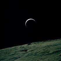 Apollo  view of a crescent Earth from the Moon 
