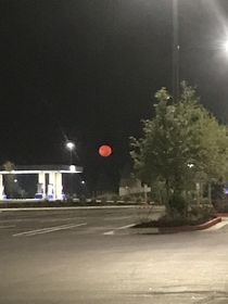 Apologies for the quality I saw this at  am on Friday the th while walking in to work Was the full moon supposed to be a blood moon or is this just a Georgia US thing