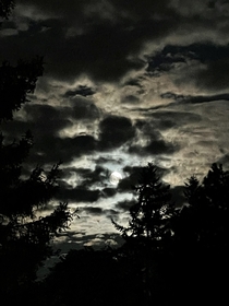 Aprils full moon rising behind broken clouds from western WA