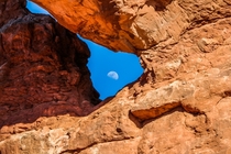 Arches National Park Utah - Moon Through The Arch 