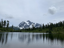 Artist Lake overshadowed by Mount Baker WA  x
