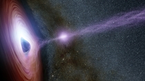 Artists depiction of a supermassive black bole with a major flare 