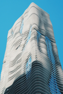 At  metres  ft tall Aqua tower in Chicago was designed by architect Jeanne Gang
