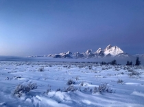 At the end of a long cold night Tetons WY USA 
