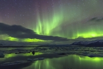 Aurora Borealis over Lake Jkulsrln Iceland 