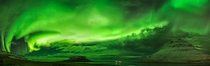 Auroras over Mount Kirkjufell Iceland 
