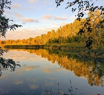 Autumn evening on The Suomenoja bird lake in Southern Finland 