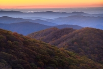 Autumn Sunrise Blue Ridge Mountains North Carolina 