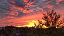 Autumn sunset in Amsterdam  no filter