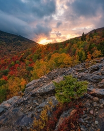 Autumn sunset in the Adirondacks New York 