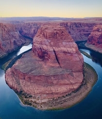 Autumn sunset over Horseshoe Bend AZ The contrasting colors of the water and the canyon x 