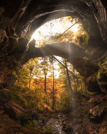 Autumn under Hopewell Arch in the Red River Gorge of Kentucky 