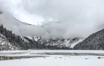 Avalanche Lake Glacier National Park in winter dress  