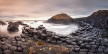 Balance of Change Panorama of Giant Causeway in the Evening Northern Ireland United Kingdom 