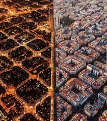 Barcelona divided by day and night