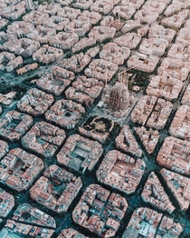 Barcelona Spain seen from above 