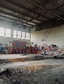 Basketball court inside an abandoned Asylum