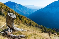 Beautiful autumn landscape in Slovenian Kamnik Alps 