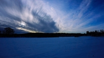 Beautiful skys above the snow Uppsala 