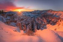 Beautiful sunrise at Bryce Canyon National Park after receiving some fresh snow  matt_thomson_visuals