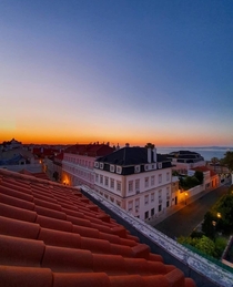 Beautiful sunrise over Lisbon Portugal