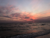 Beautiful sunset on the Panama City Beach in Florida