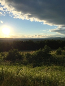 Beautiful sunset over the White Mountains of Jefferson NH 