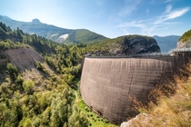 Behind the Vajont Dam in Italy one of the tallest in the world