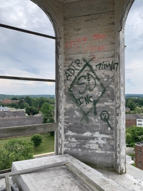 Bell tower atop an abandoned asylum view in another post