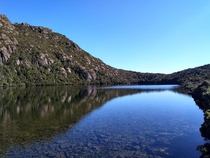Beuatiful reflection off Lake Esperance Hartz Mountains Tasmania 