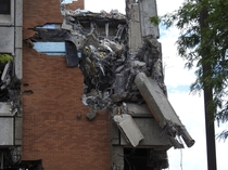 Big collapse at abandoned hospital 