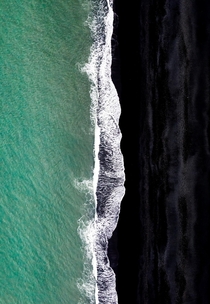 Black sand beach in Iceland  seen from above  - more of my abstract landscapes on insta glacionaut