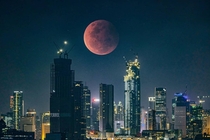 Blood Moon above Jakarta Indonesia