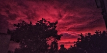 Blood-Red sky over Bhubaneswar India before a cyclone
