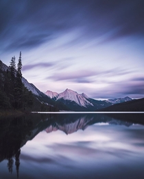 Blue hour long exposure in the Canadian Rockies 