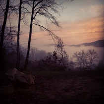 Blue Ridge Georgia Cold foggy morning 