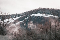 Blue Ridge Mountains in snow Brevard NC 
