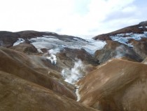 Boiling river just below glacier Kerlingarfjoll Iceland 
