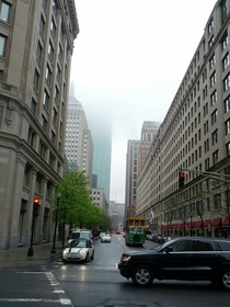 Boston in the fog and mist 
