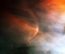 Bow shock formed by the collision of the stellar wind from LL Orionis with the Orion nebula flow 