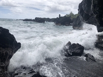 Breaker on black sand beach Hna Maui 