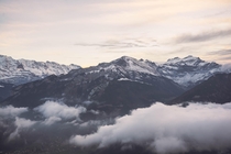 Breathtaking view above the clouds Interlaken Switzerland 