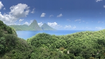 Breathtaking view of the Pitons in St Lucia 